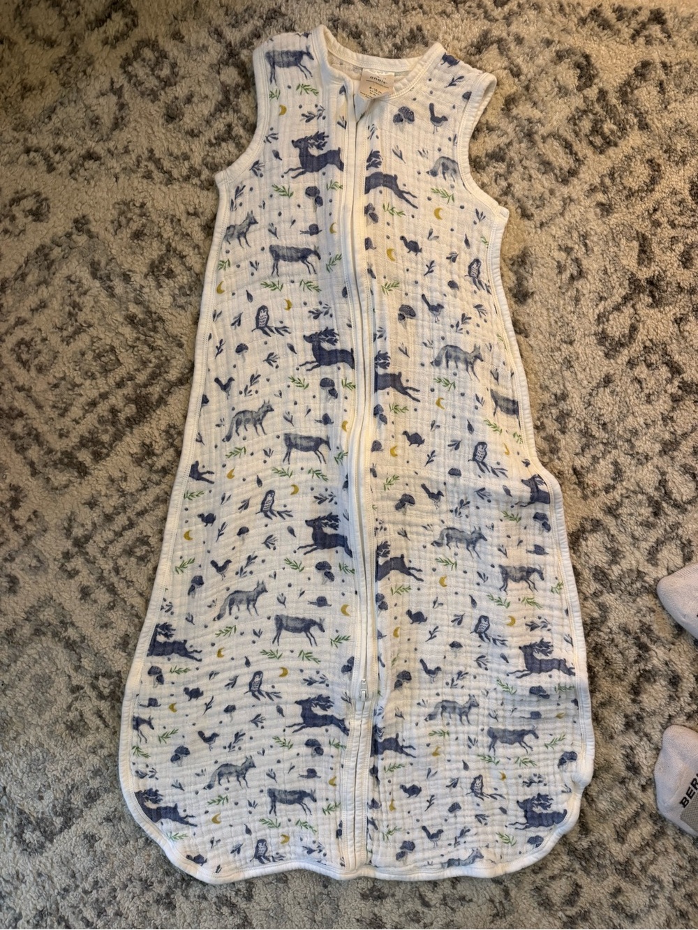 Aden + Anais Kids Sleeveless Sleep Sack - White with Navy Animal Print